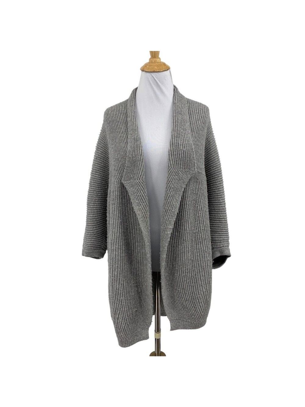 Splendid Cardigan Womens S Small Gray Wool‎ Blend Ribbed Open Front Shawl Dolman